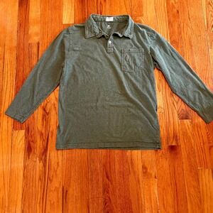 JOHNNIE-O Boys Size 12 Heathered Green 100% Cotton Long Sleeve Polo Surf Board